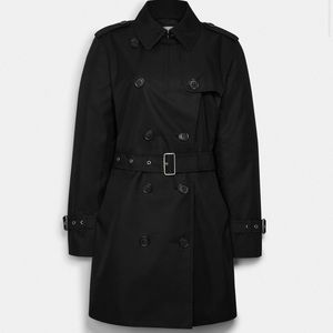 NWT Coach Black Mid Trench Coat XS